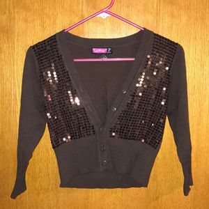 Brown sequined crop sweater!